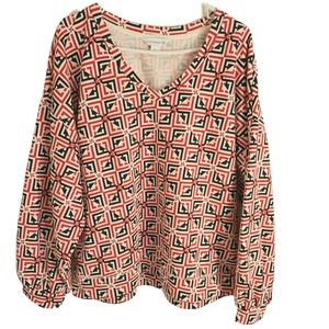 Liz Claiborne Black/Red Logo 3/4 Sleeve XL